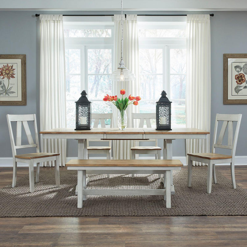 Liberty Furniture Industries Inc. Lindsey Farm Dining Table with Trestle Base 62WH-CD-TRS IMAGE 5